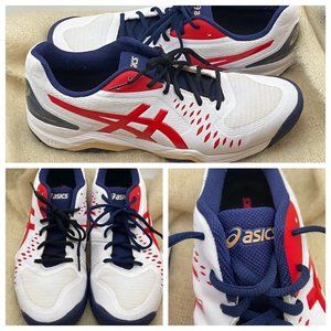 ASICS Men's GEL-CHALLENGER  Tennis Shoes 1041A045 Size 12.5 EU47 White Red Blue